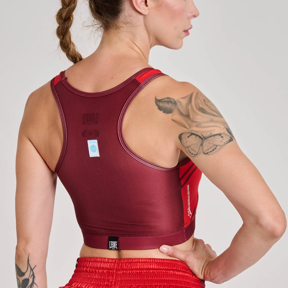 Leone 1947 AB993 WAKO Sports Bra With Hard Protection Red