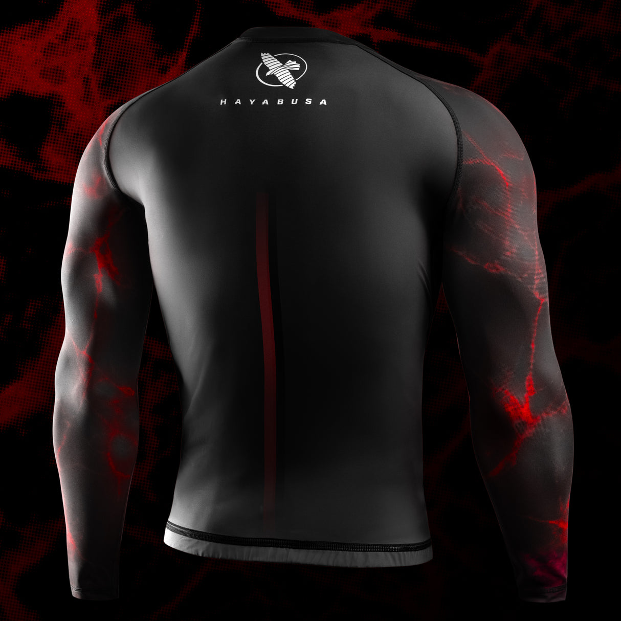 Hayabusa UFC BJJ Black/Red Rashguard Dolgi Rokavi