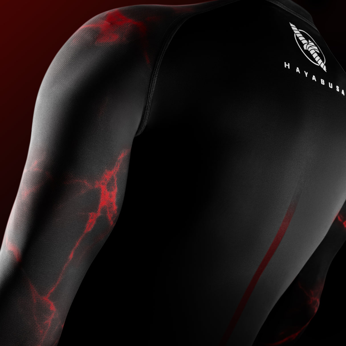 Hayabusa UFC BJJ Black/Red Rashguard Dolgi Rokavi