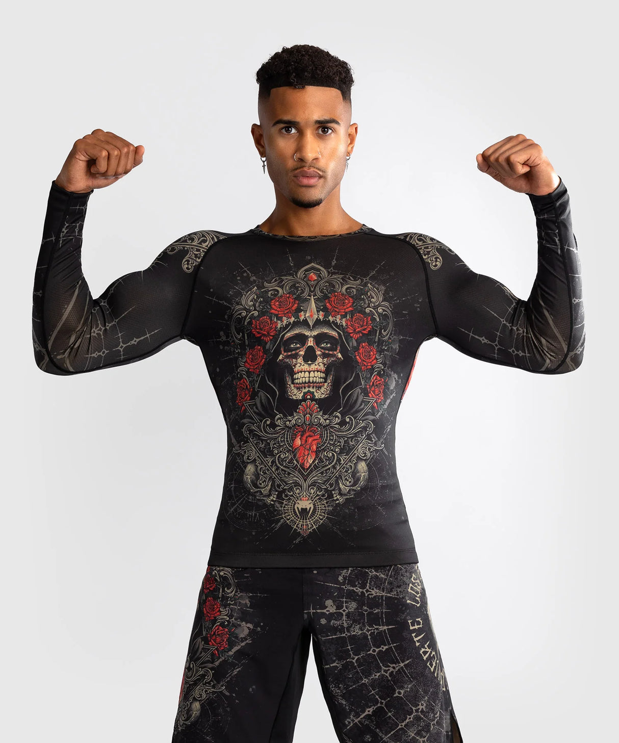 Venum Santa Muerte 5.0 Deep Black/Gold Rashguard Dolgi Rokavi