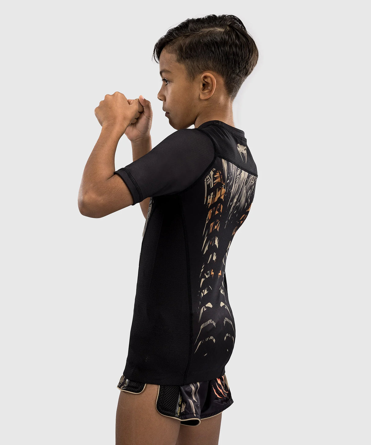 Venum Tiger Black/Neon Orange Otroški Rashguard Kratki Rokavi