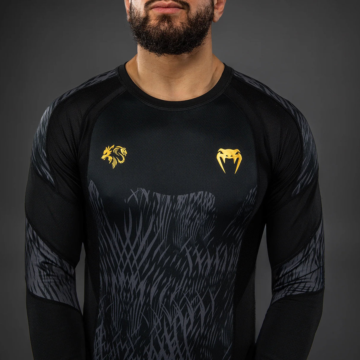 Venum x Chimaev Black/Grey Rashguard dolgi rokavi