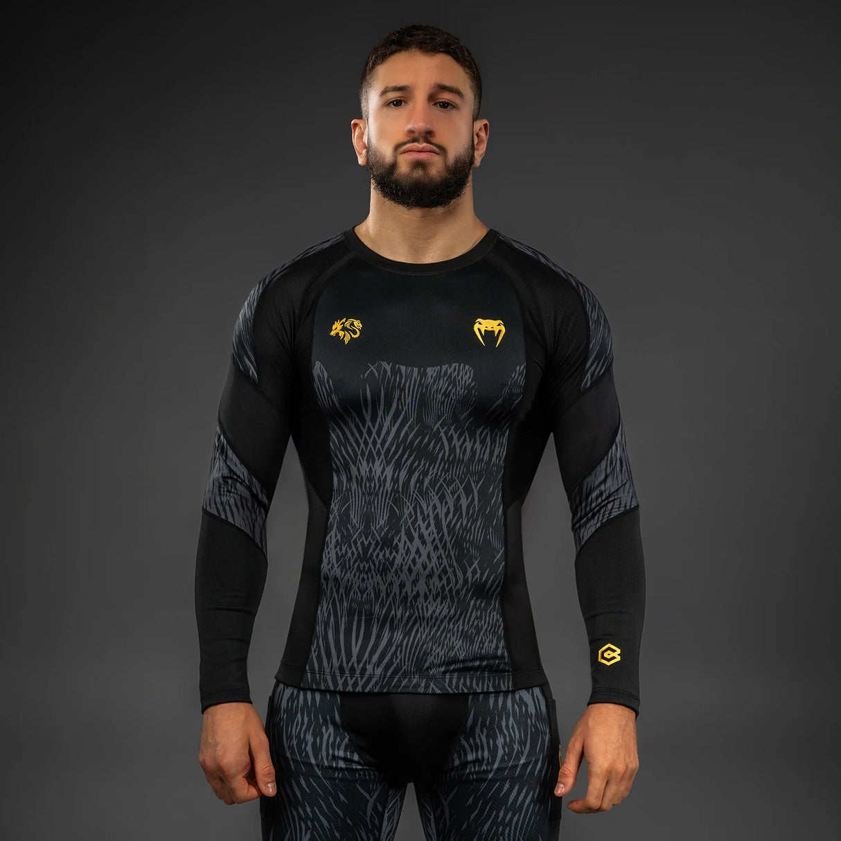 Venum x Chimaev Black/Grey Rashguard dolgi rokavi