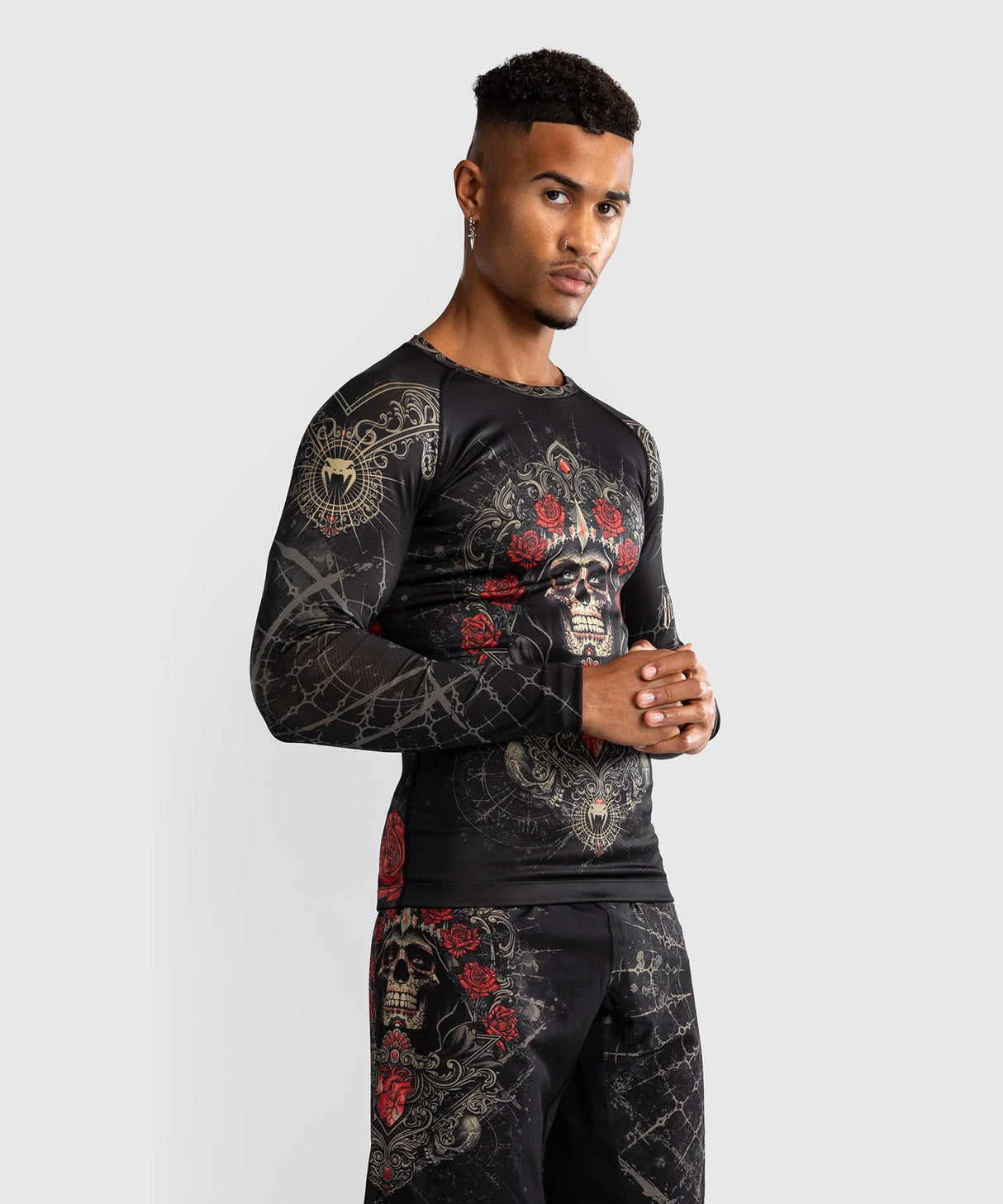 Venum Santa Muerte 5.0 Deep Black/Gold Rashguard Dolgi Rokavi