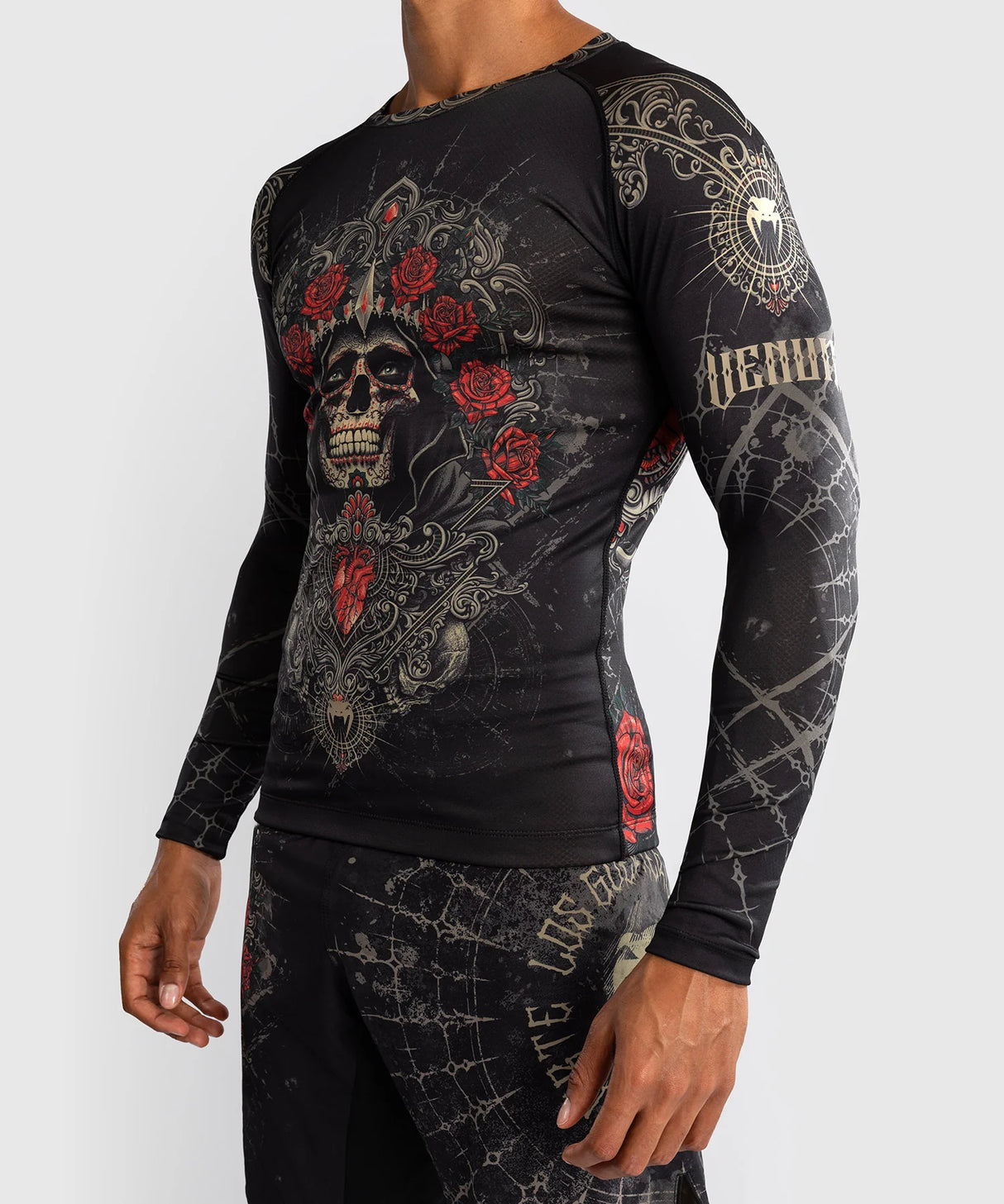 Venum Santa Muerte 5.0 Deep Black/Gold Rashguard Dolgi Rokavi