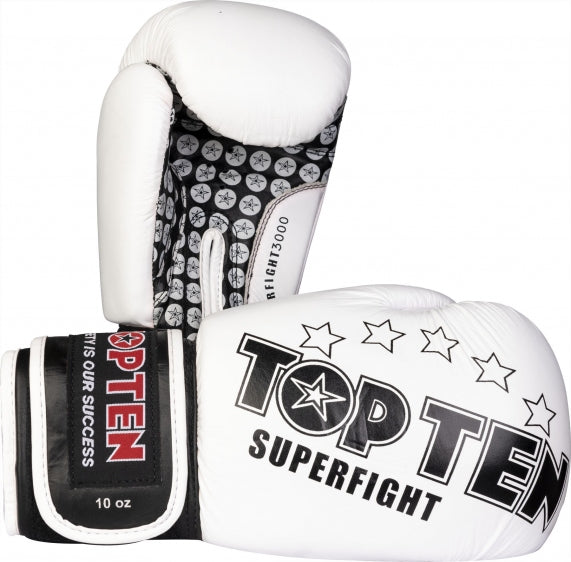 Top Ten Superfight Stars White/Black rokavice