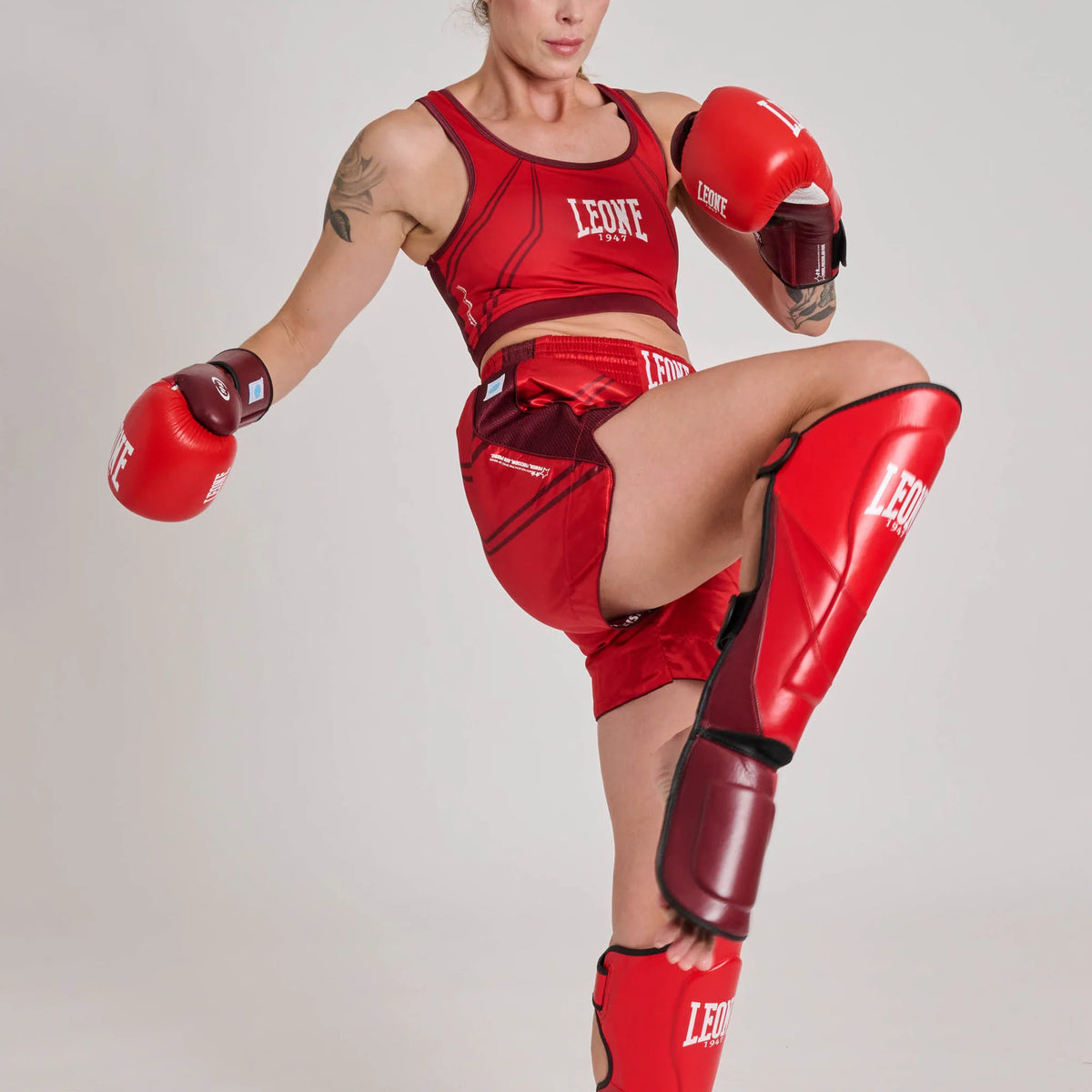 Leone 1947 AB993 WAKO Sports Bra With Hard Protection Red