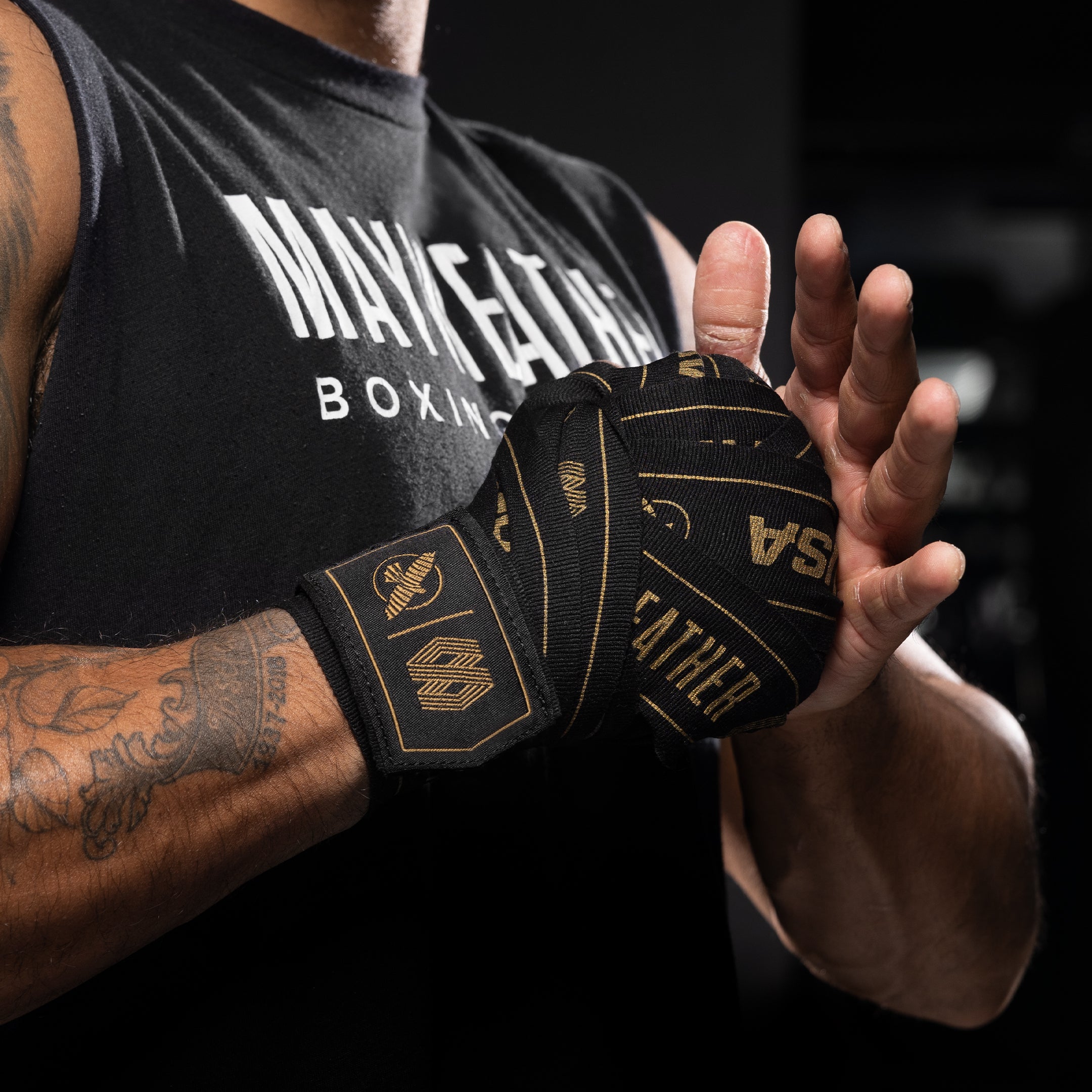 Hayabusa Mayweather 180" Stretch Black Bandaže