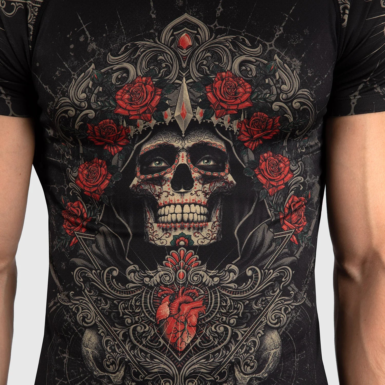 Venum Santa Muerte 5.0 Deep Black/Gold Rashguard Kratki Rokavi