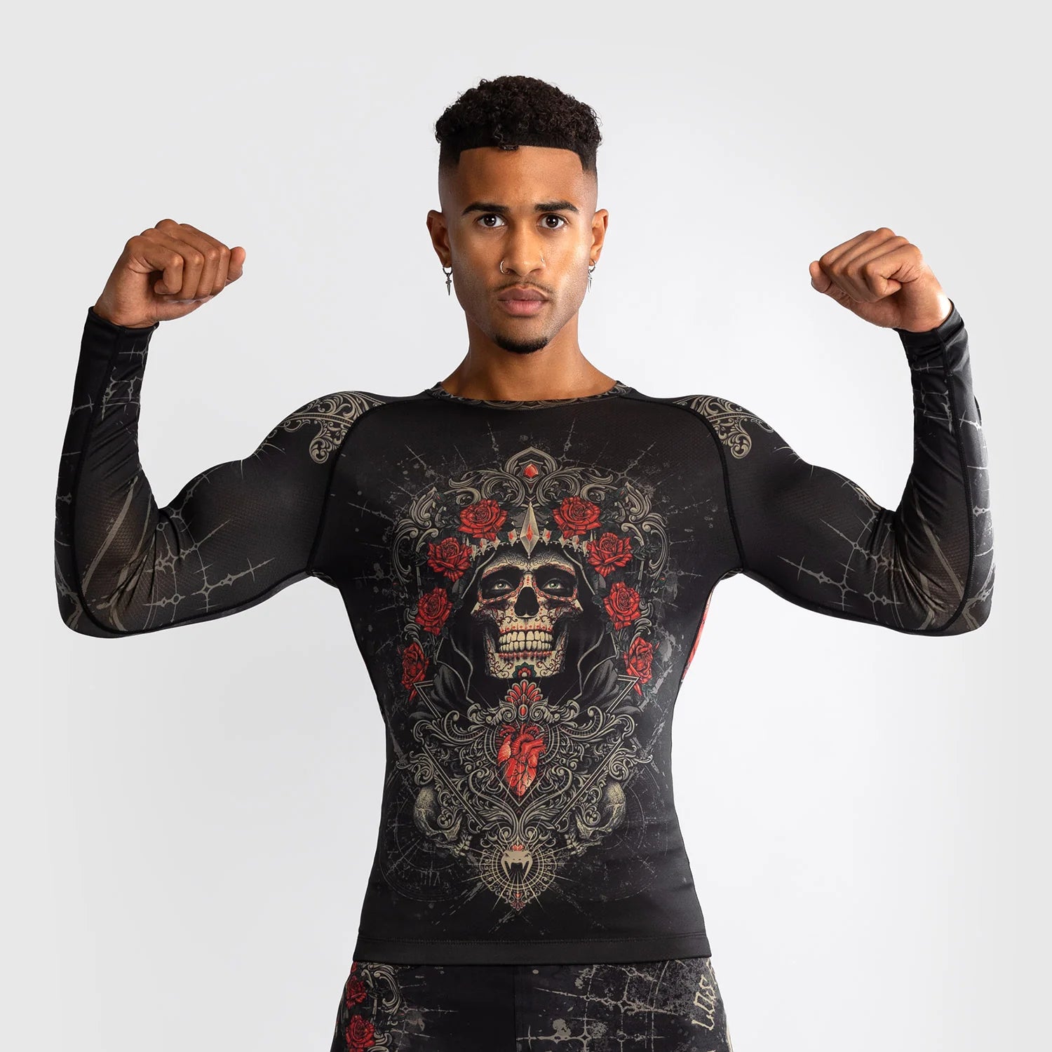 Venum Santa Muerte 5.0 Deep Black/Gold Rashguard Dolgi Rokavi