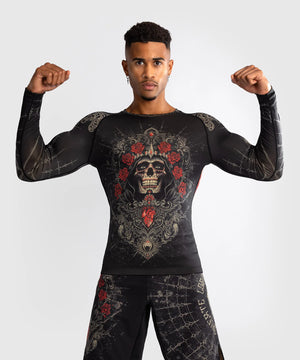 Venum Santa Muerte 5.0 Deep Black/Gold Rashguard Dolgi Rokavi