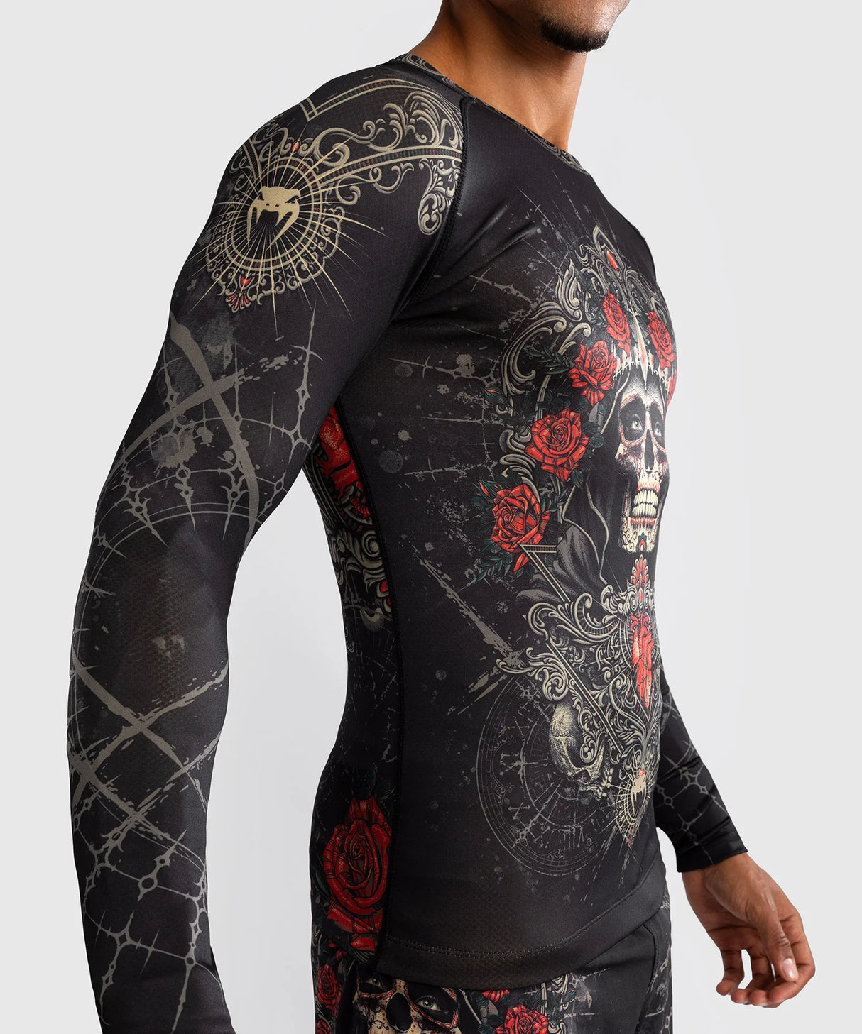 Venum Santa Muerte 5.0 Deep Black/Gold Rashguard Dolgi Rokavi