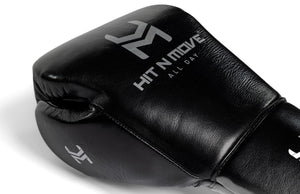Hit N Move All Day Pro Grip Plus Agility rukavice za boks (na čičak) - Plain Black