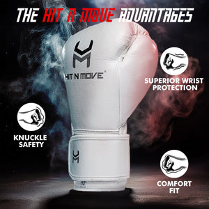 Hit N Move Süvari boksačke rukavice punjene konjskom dlakom (na čičak) - White