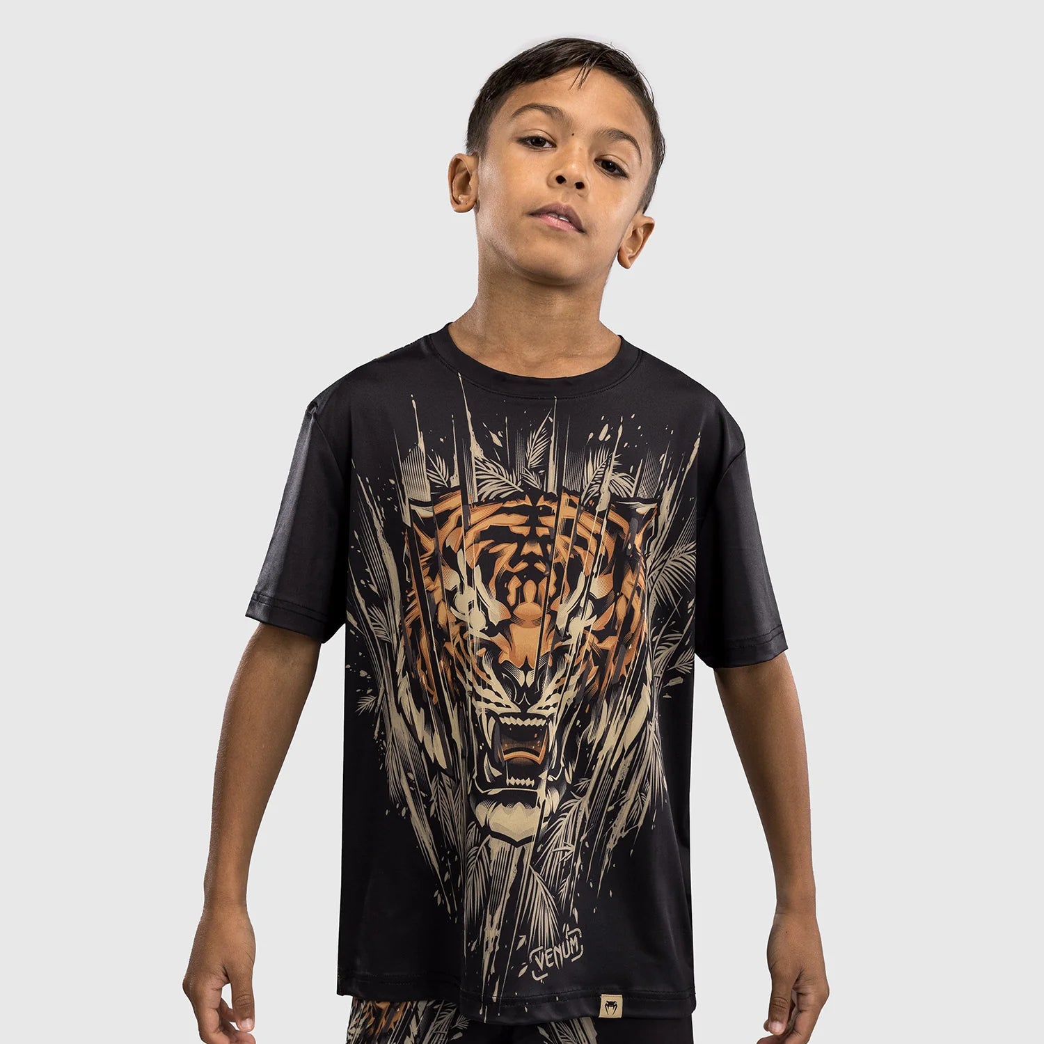 Otroška Venum Tiger Black/Neon Orange Dry Tech  Majica