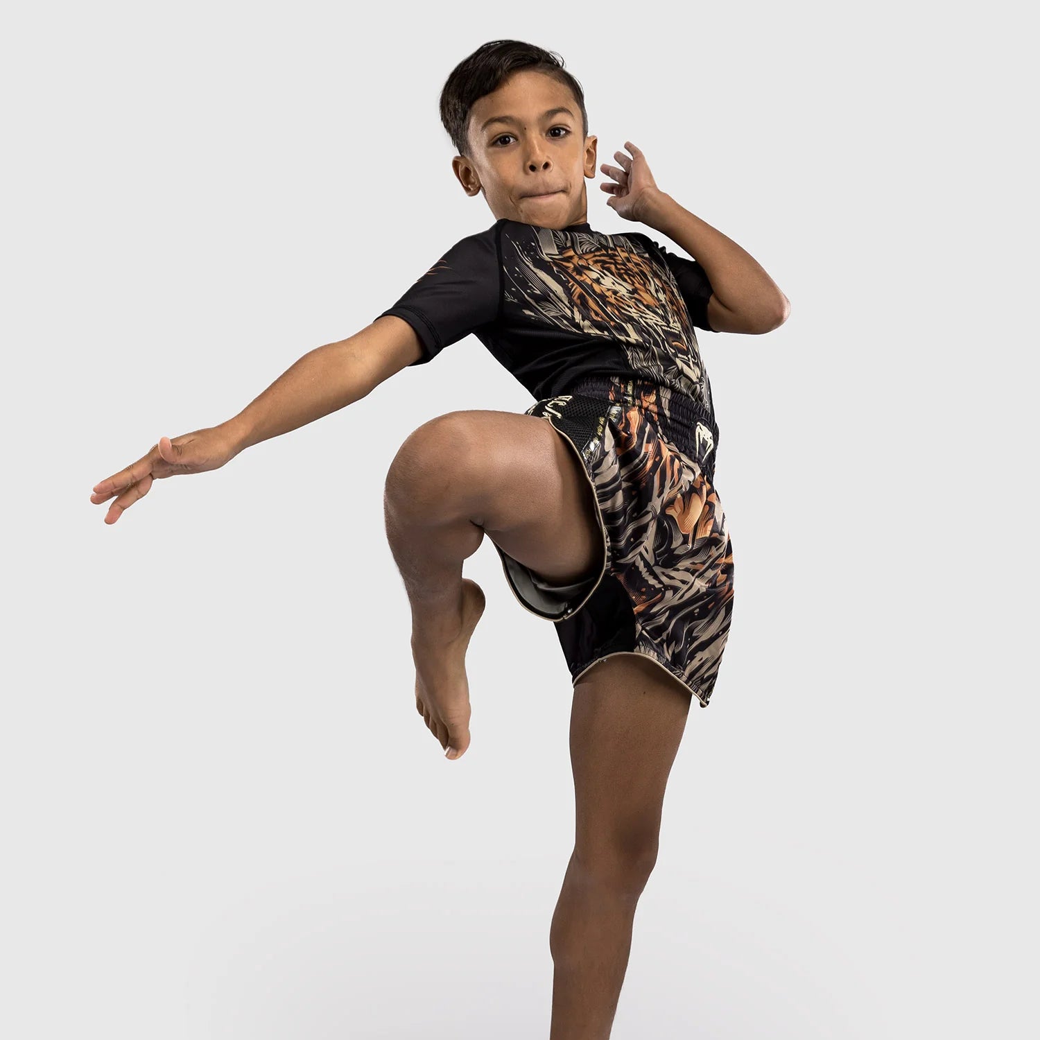 Otroške Venum Tiger Black/Neon Orange Hlačke Za Tajski Boks