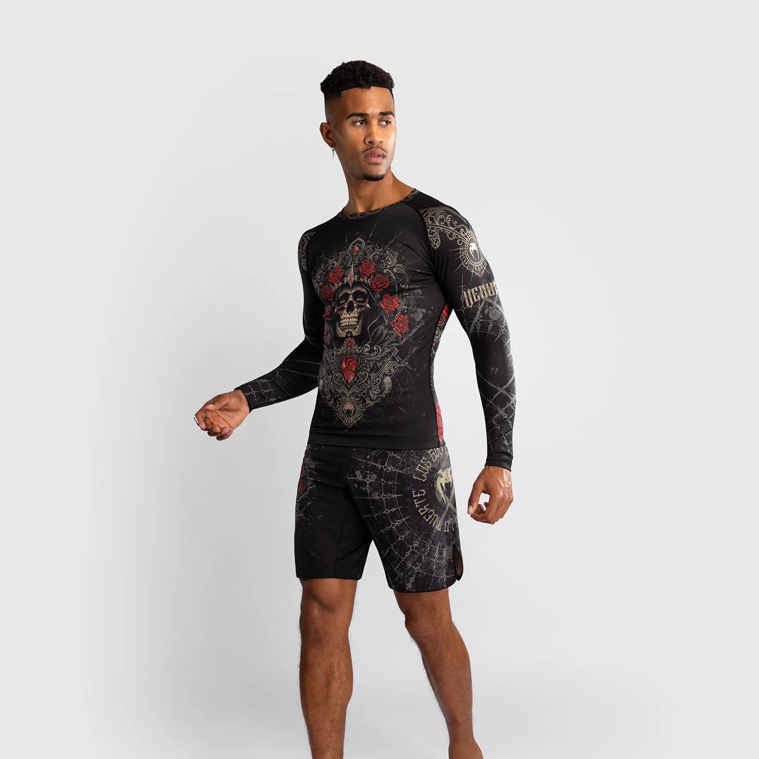 Venum Santa Muerte 5.0 Deep Black/Gold Rashguard Dolgi Rokavi