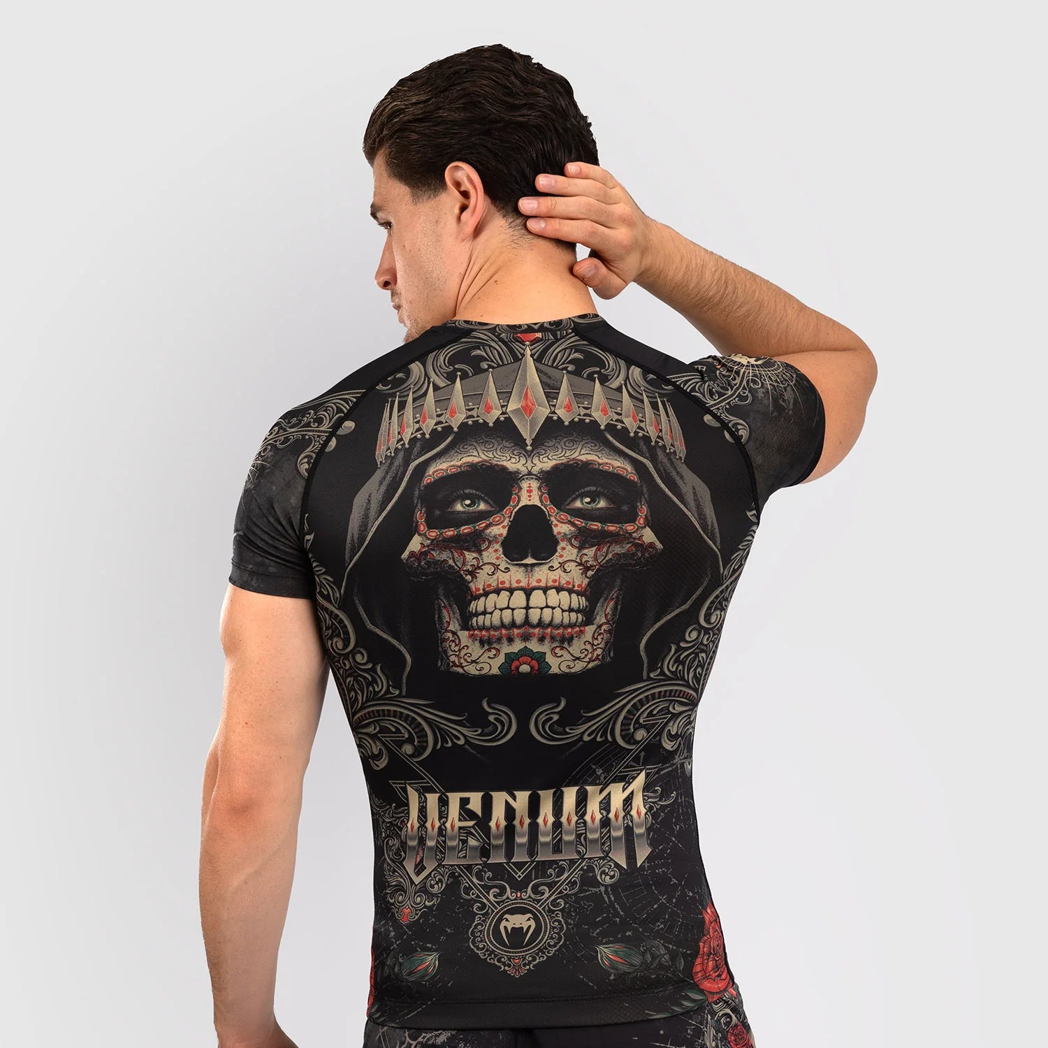 Venum Santa Muerte 5.0 Deep Black/Gold Rashguard Kratki Rokavi