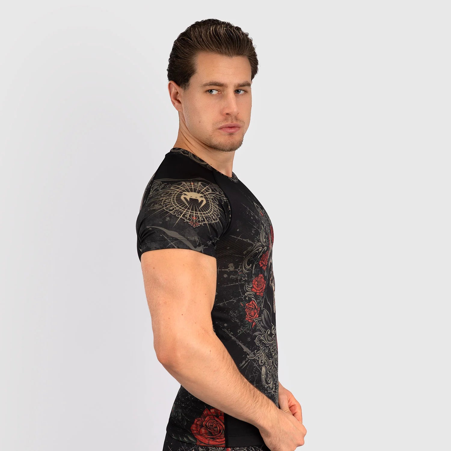 Venum Santa Muerte 5.0 Deep Black/Gold Rashguard Kratki Rokavi