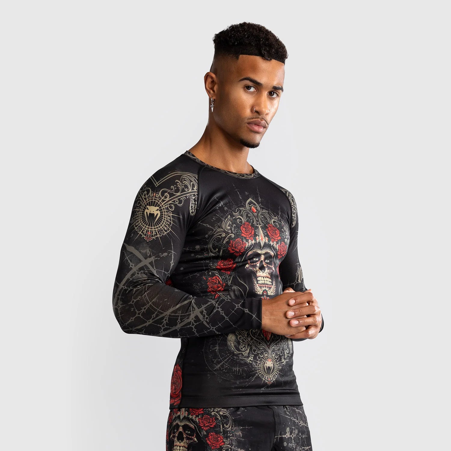 Venum Santa Muerte 5.0 Deep Black/Gold Rashguard Dolgi Rokavi