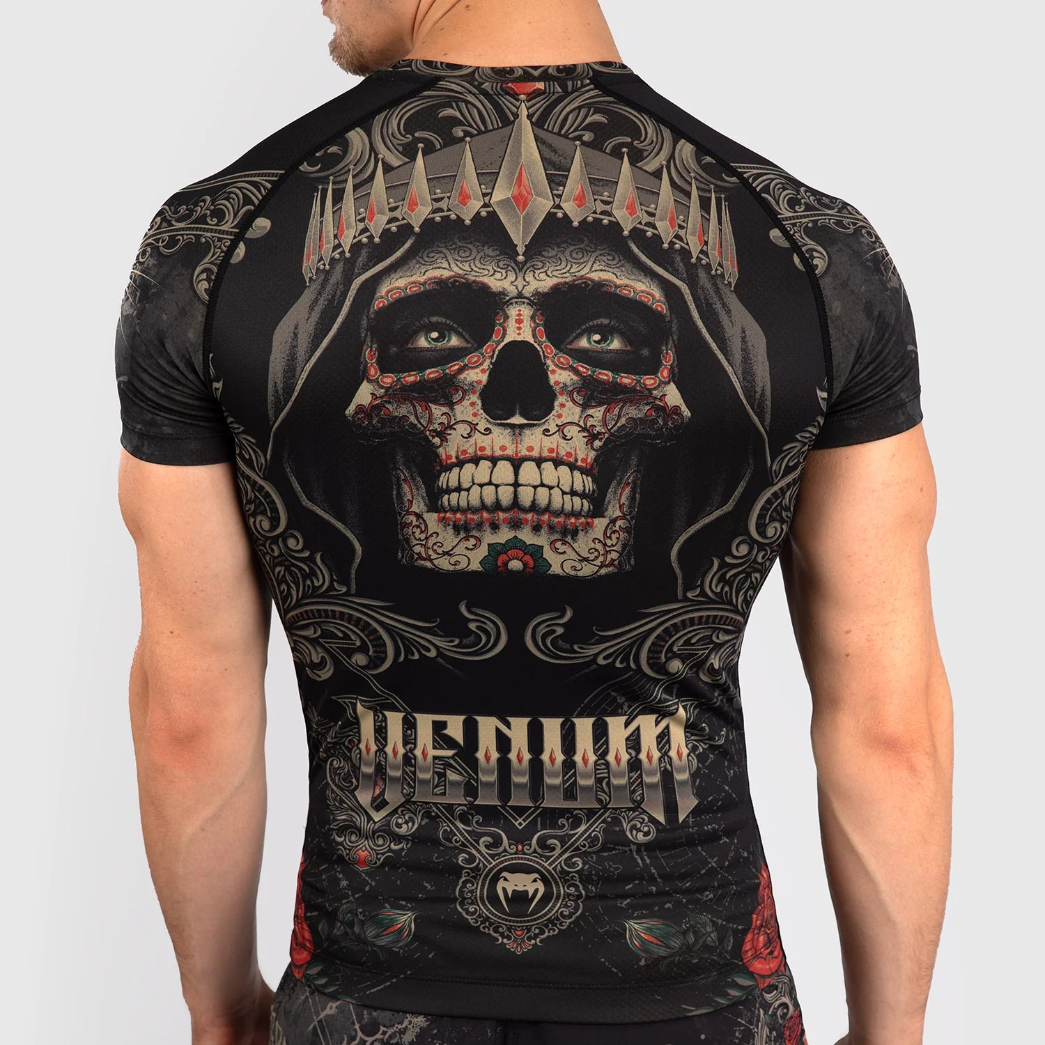 Venum Santa Muerte 5.0 Deep Black/Gold Rashguard Kratki Rokavi