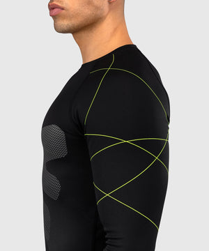 Venum Training Camp 4.0 Black/Neo Green Rashguard Dolgi Rokavi