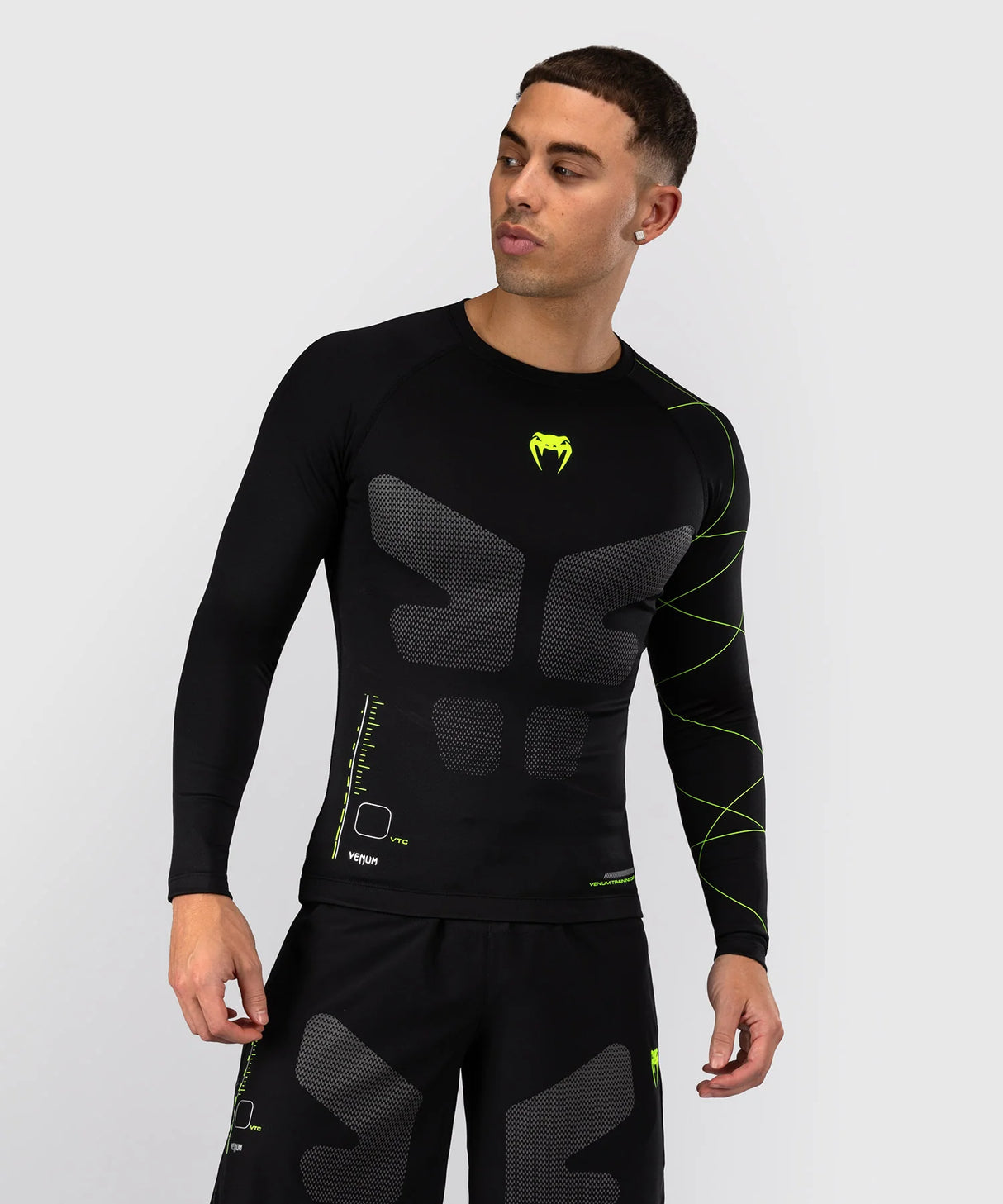 Venum Training Camp 4.0 Black/Neo Green Rashguard Dolgi Rokavi