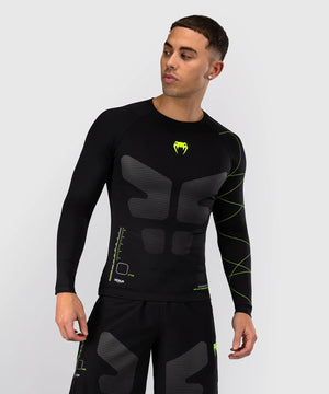 Venum Training Camp 4.0 Black/Neo Green Rashguard Dolgi Rokavi
