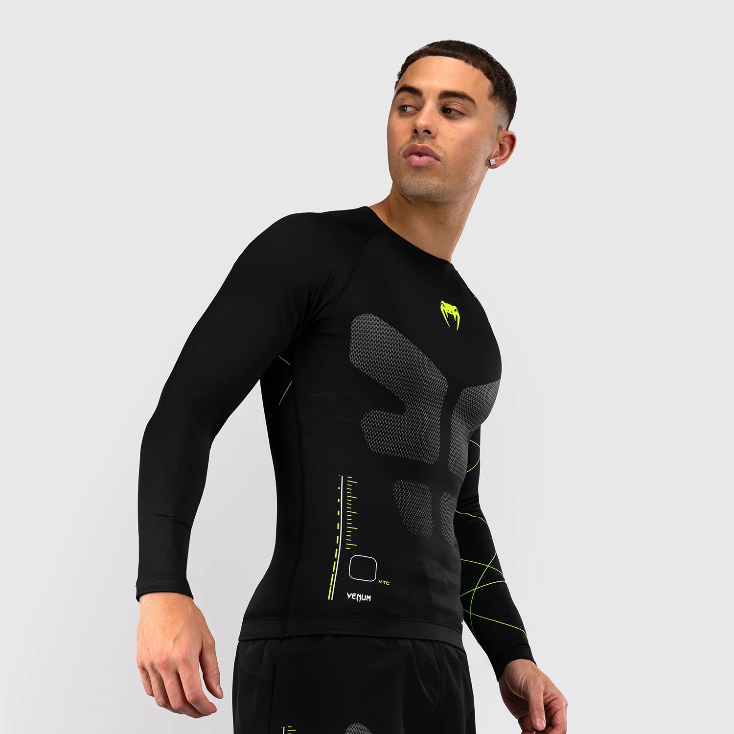 Venum Training Camp 4.0 Black/Neo Green Rashguard Dolgi Rokavi