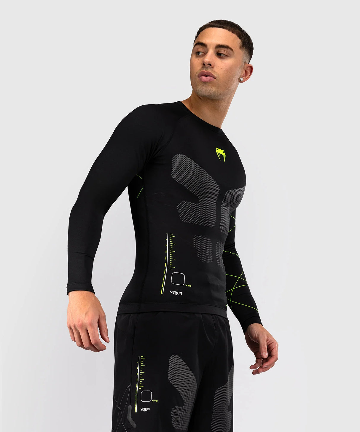 Venum Training Camp 4.0 Black/Neo Green Rashguard Dolgi Rokavi