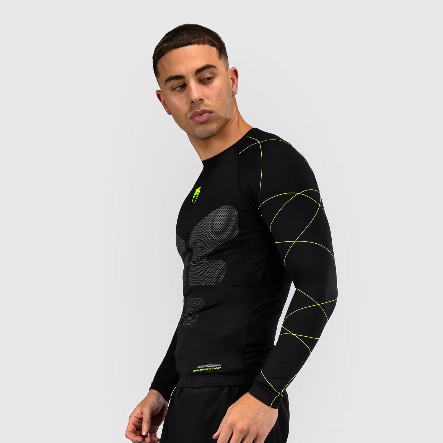 Venum Training Camp 4.0 Black/Neo Green Rashguard Dolgi Rokavi