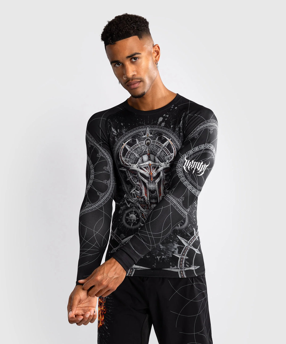 Venum Gladiator 5.0 Black/Silver Rashguard Dolgi Rokavi