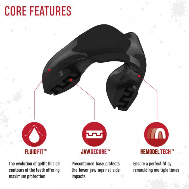 SAFEJAWZ Black ščitnik za zobe za tiste z zobnim aparatom