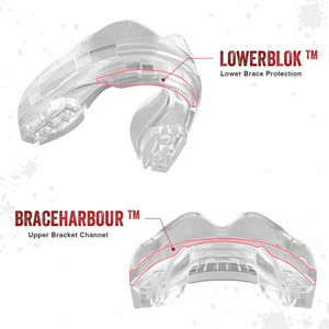SAFEJAWZ Transparent ščitnik za zobe za tiste z zobnim aparatom