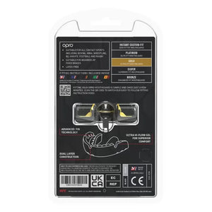 OPRO UFC GOLD Edition Self-fit V2 Black/Silver ščitnik za zobe za tiste z aparatom