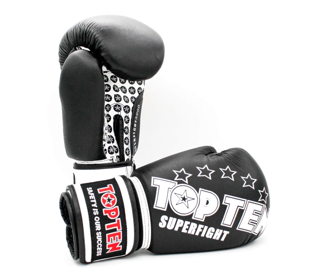 Top Ten Superfight Stars Black/White rukavice 