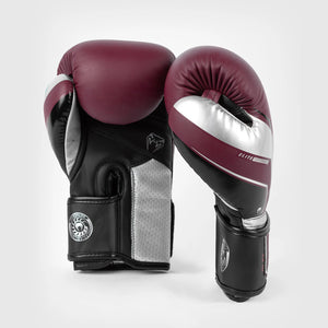 Venum Elite Evo Burgundy/Silver Gloves