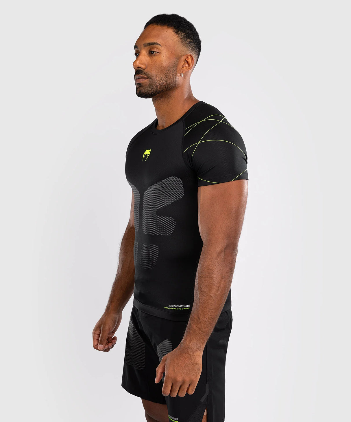 Venum Training Camp 4.0 Black/Neo Green Rashguard Kratki Rokavi