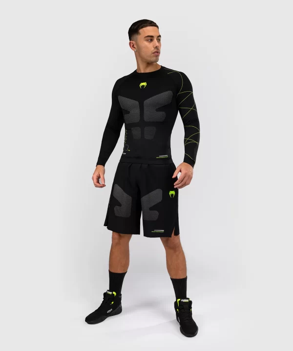 Venum Training Camp 4.0 Black/Neo Green Rashguard Dolgi Rokavi