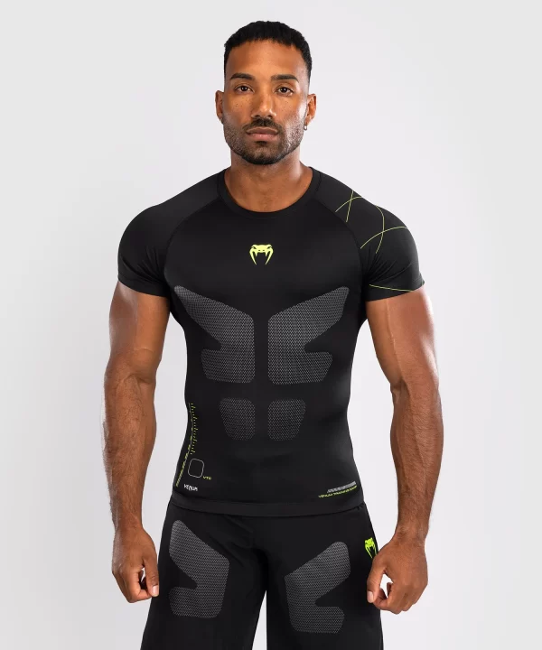 Venum Training Camp 4.0 Black/Neo Green Rashguard Kratki Rokavi