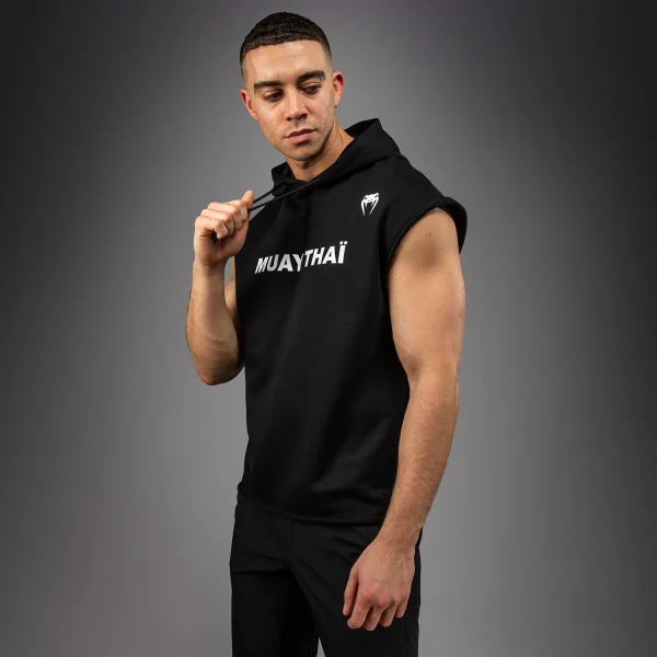 Venum Muay Thai VT Black/White kapucar brez rokavov