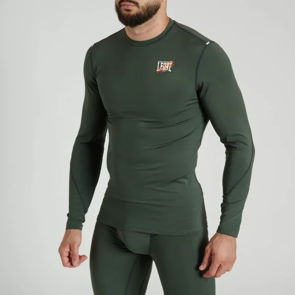 Leone 1947 AB909 Primal Instinct Green Rashguard Dolg Rokav