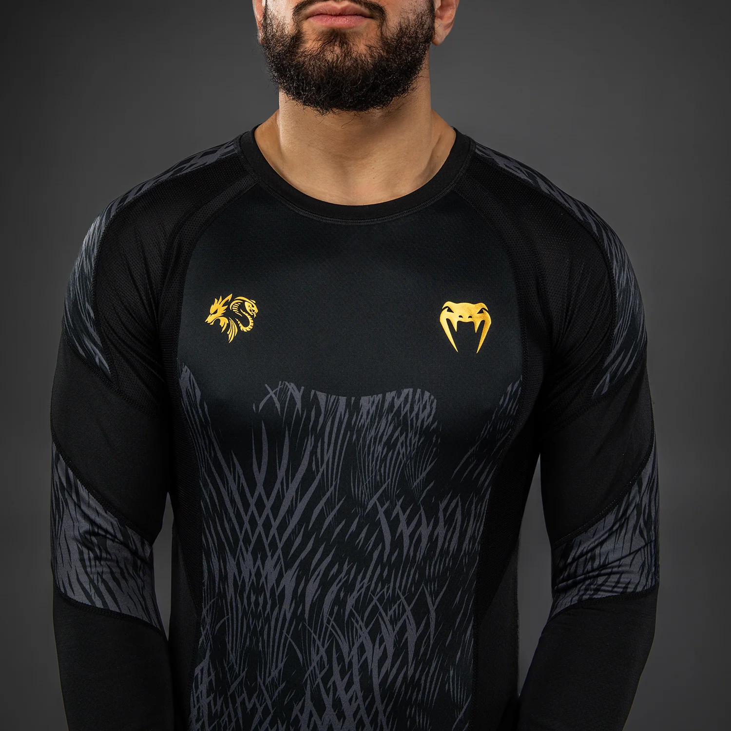 Venum x Chimaev Black/Grey Rashguard Dolgi Rokavi