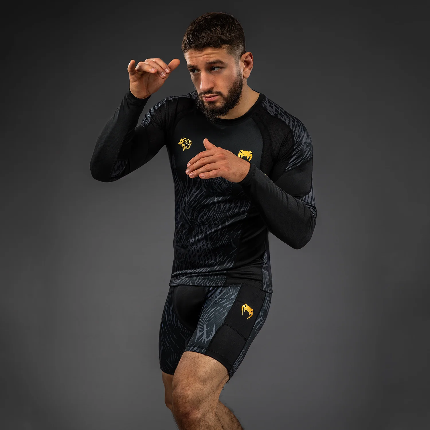 Venum x Chimaev Black/Grey Rashguard Dolgi Rokavi