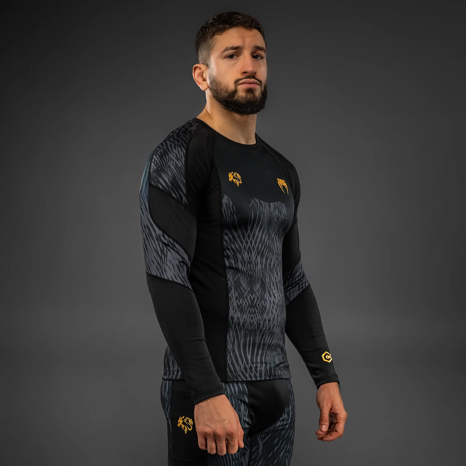 Venum x Chimaev Black/Grey Rashguard Dolgi Rokavi