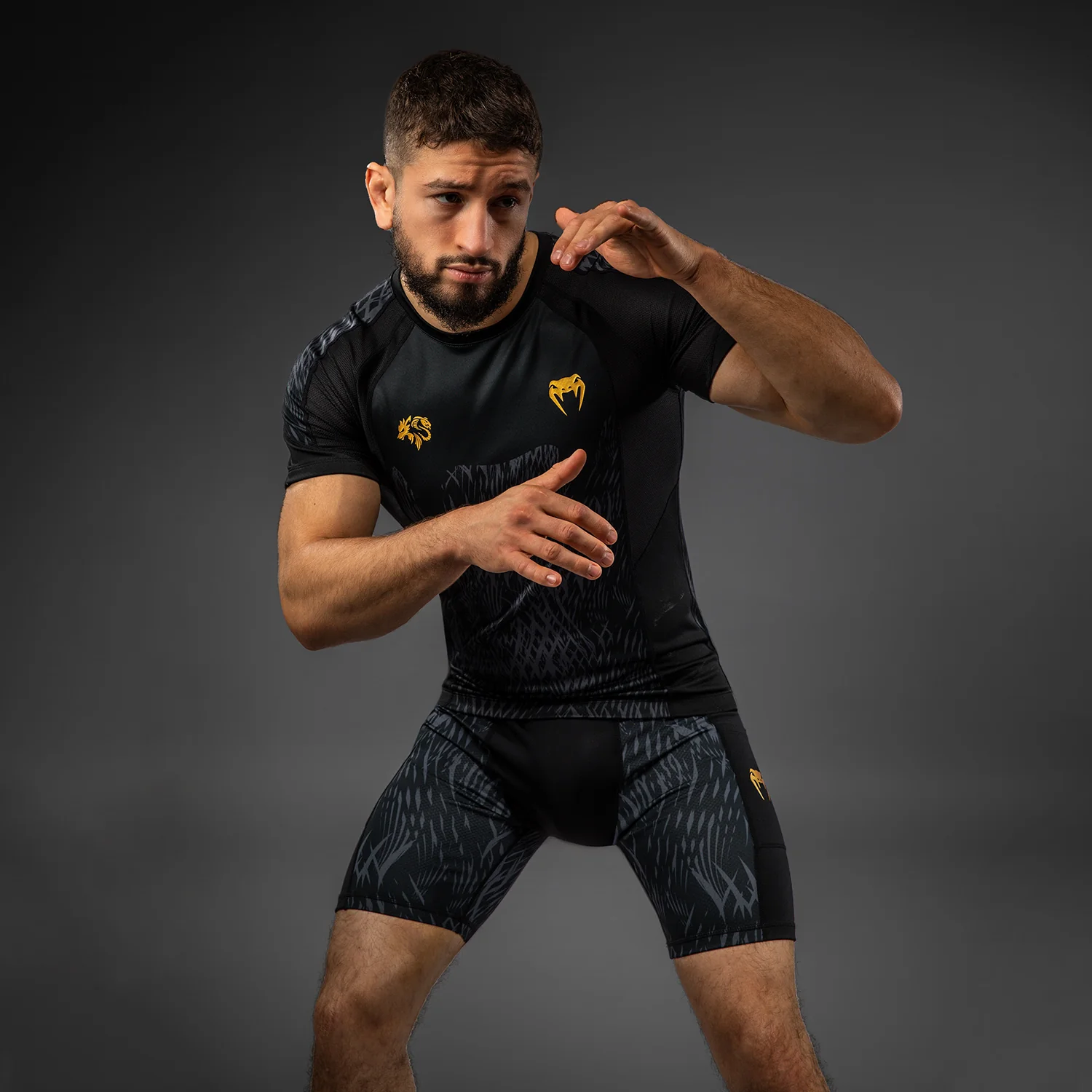 Venum x Chimaev Black/Grey Rashguard Kratki Rokavi
