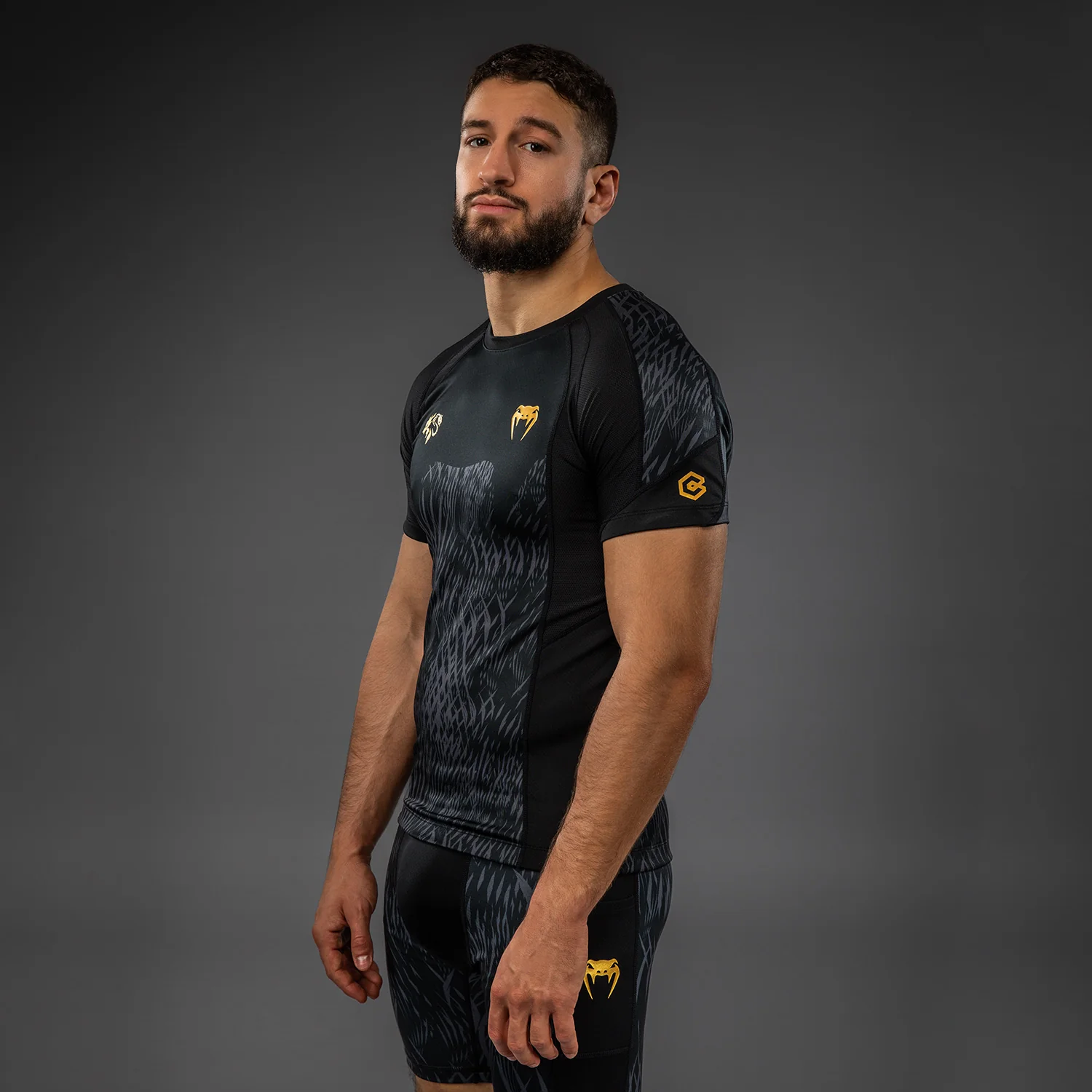 Venum x Chimaev Black/Grey Rashguard Kratki Rokavi
